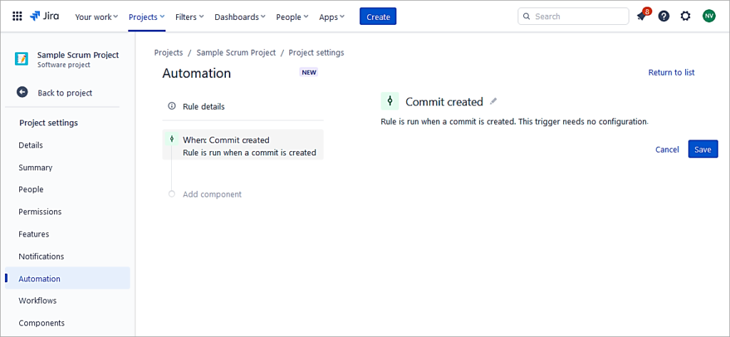 Create a rule in the project