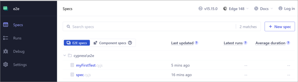 Cypress My FirstTestEdge Browser