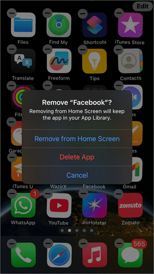 Delete app option