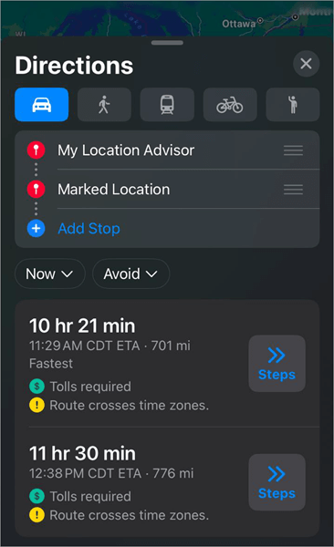Directions for a location