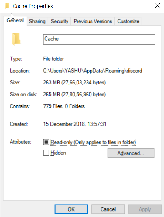 Discord - Cache Propeties