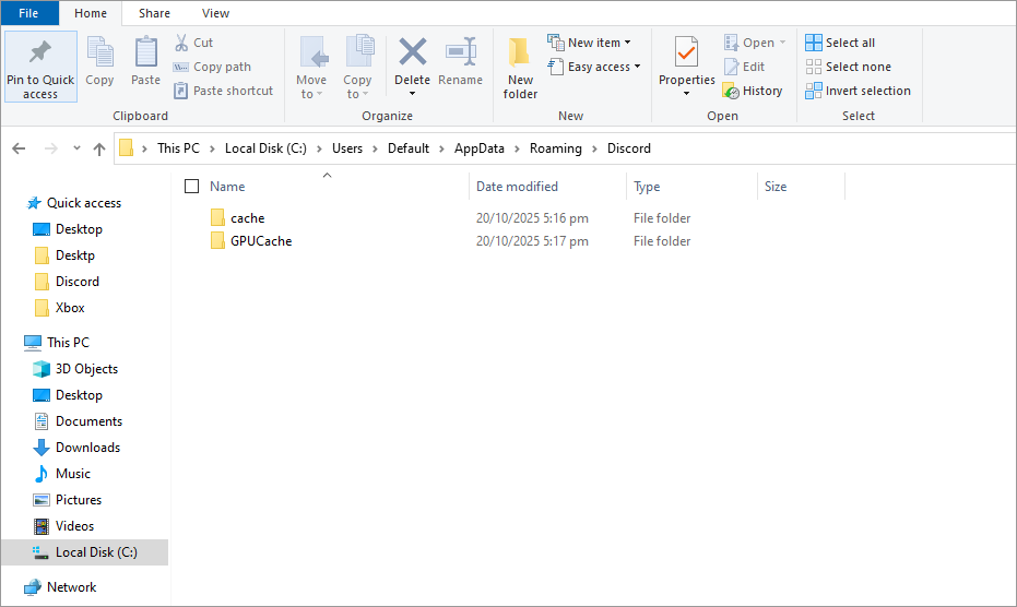 Discord Code Cache and GPUCache