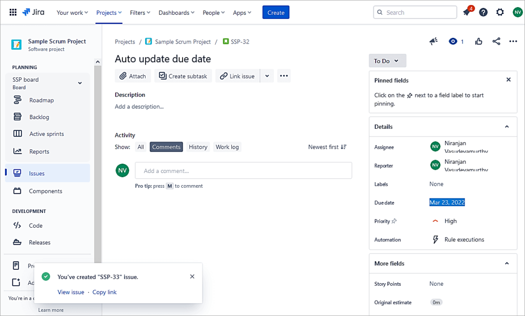 Due date is automatically updated1 Jira Cloud Automation