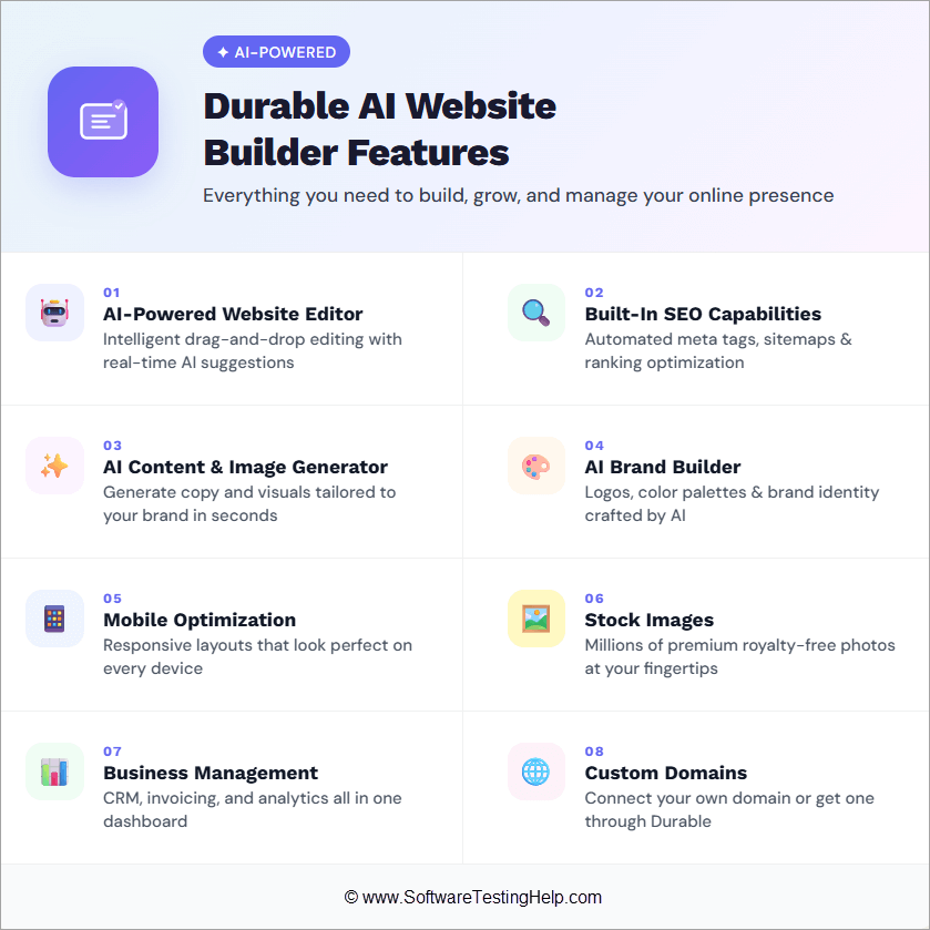 Durable AI Website Builder Features