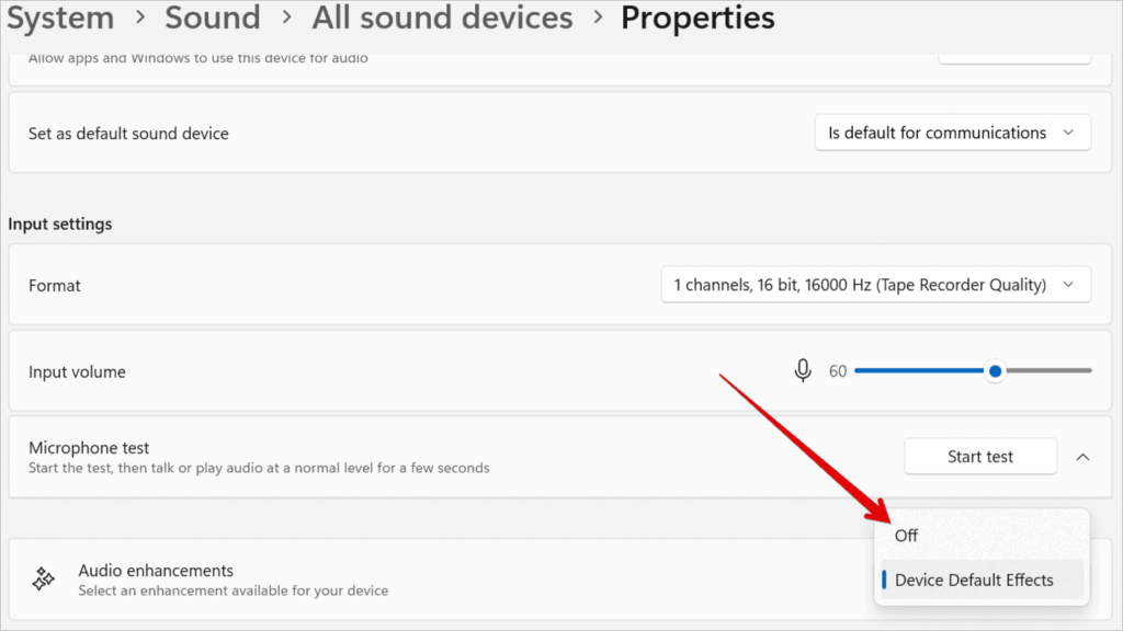 Device Default Effects