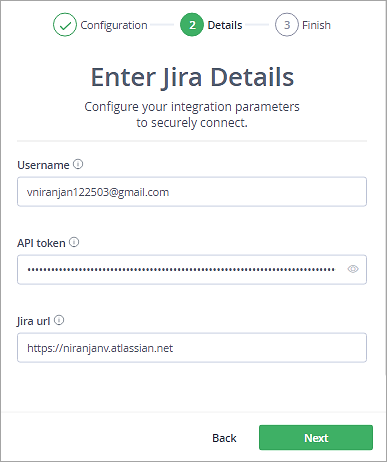 Enter Jira Details