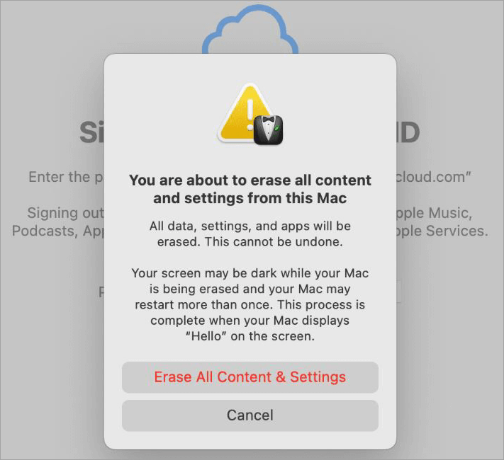 Erase All Content and Settings