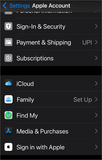 Find My in Apple Account