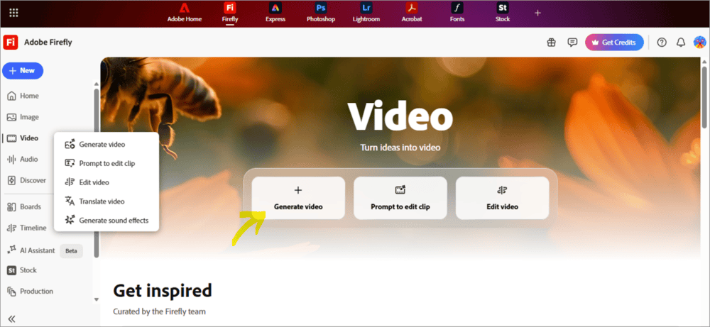 Firefly Generate video