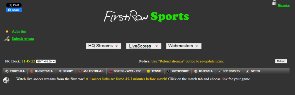 FirstRowSports Dashboard