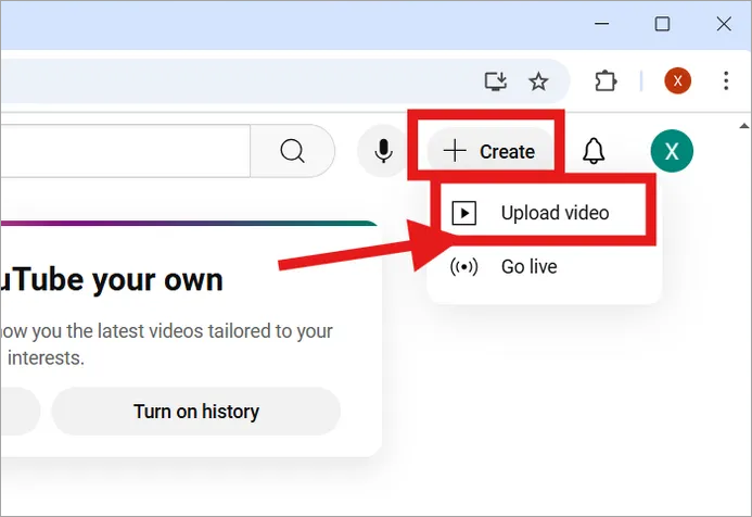 From create video, opt Upload Videos