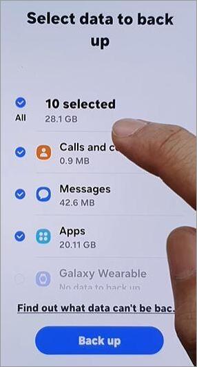 Galaxy z Select Back up data