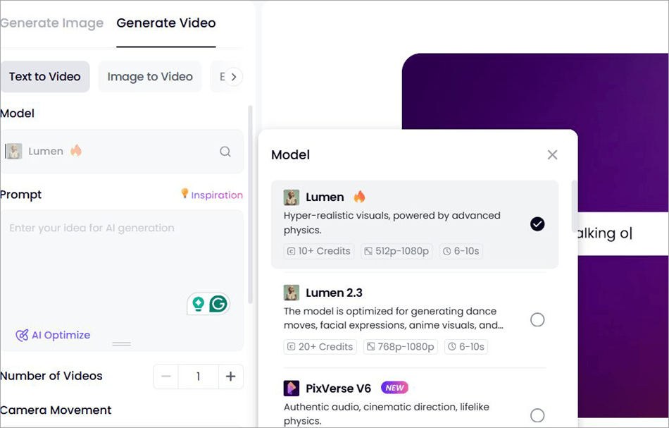 Generate video
