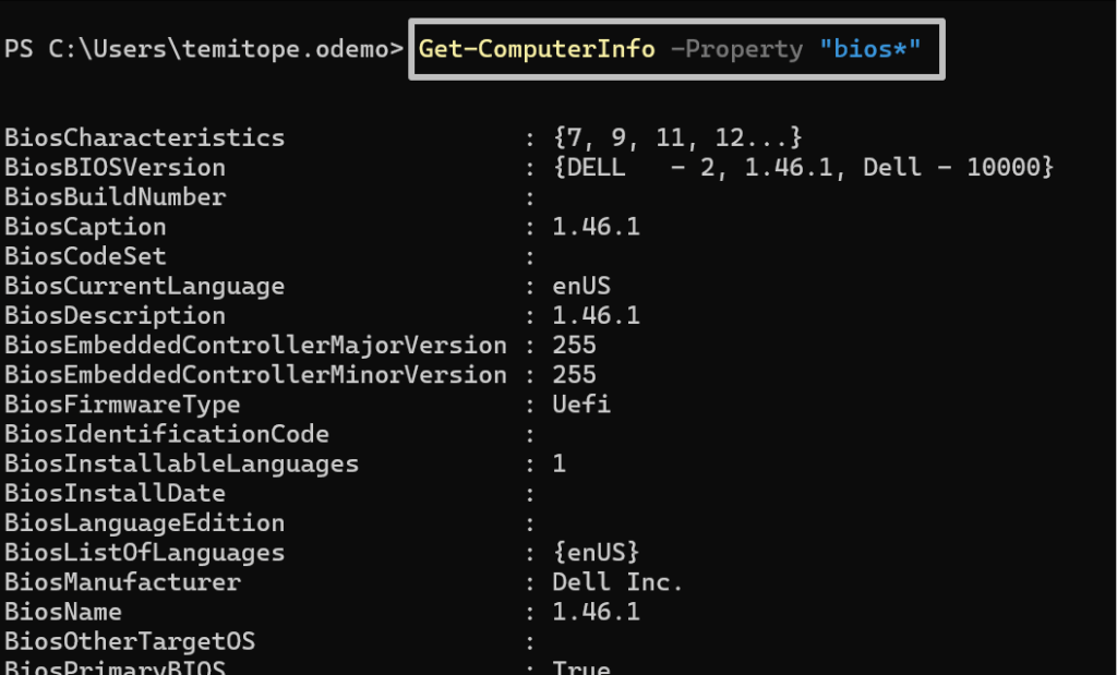 Get-ComputerInfo -Property bios