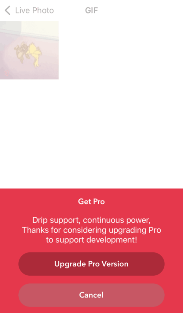 Gifive prompted to buy a subscription