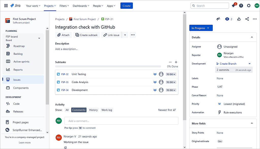 Go Back to the Jira issue