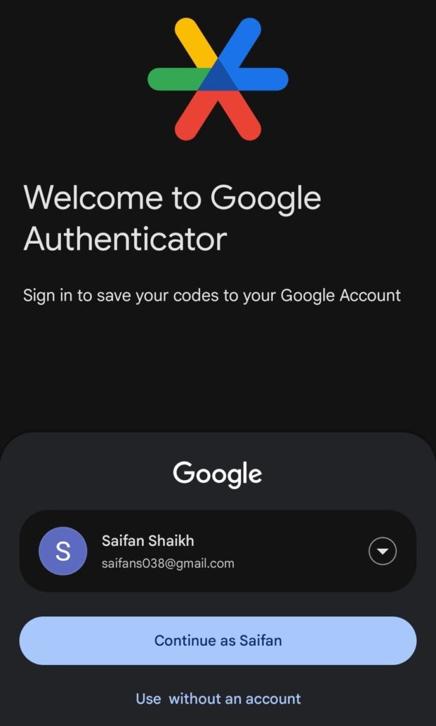 Google Authenticator Sign in