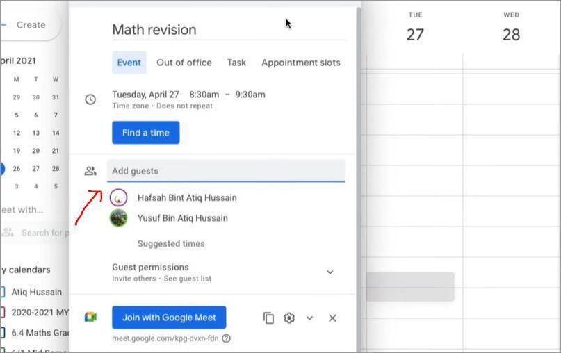 Google Meet -Assign participants