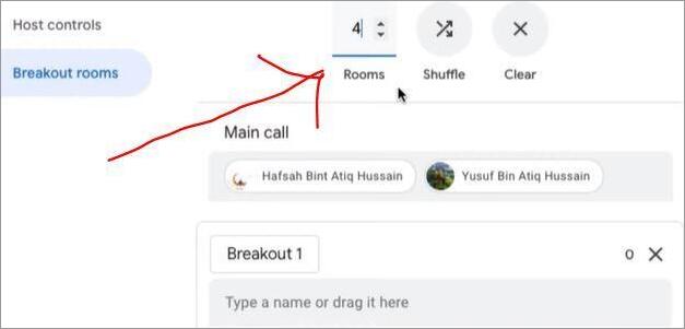 Select the number of breakout rooms