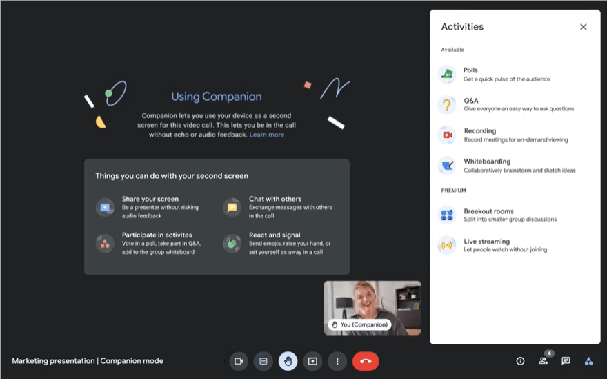 Google Meet - leave button