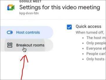 Google meet - Breakout rooms