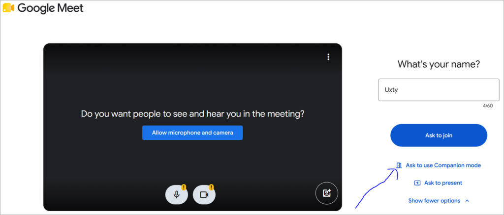 Ask to use companion mode