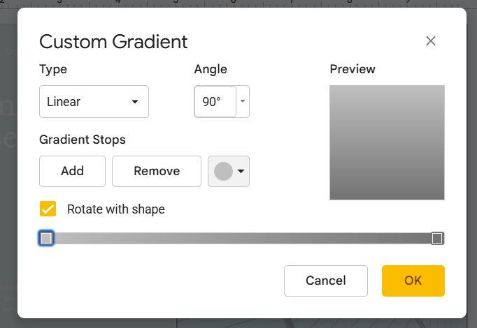 Google slide custom gradient