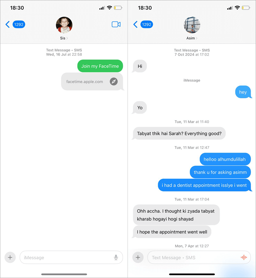 Green vs blue bubbles