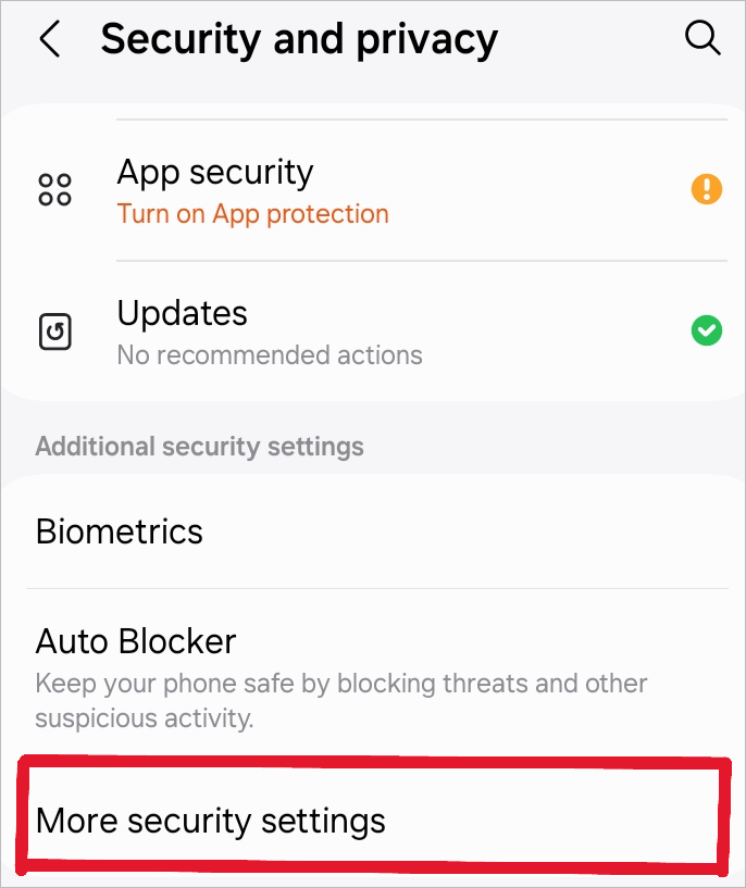 More security Settings