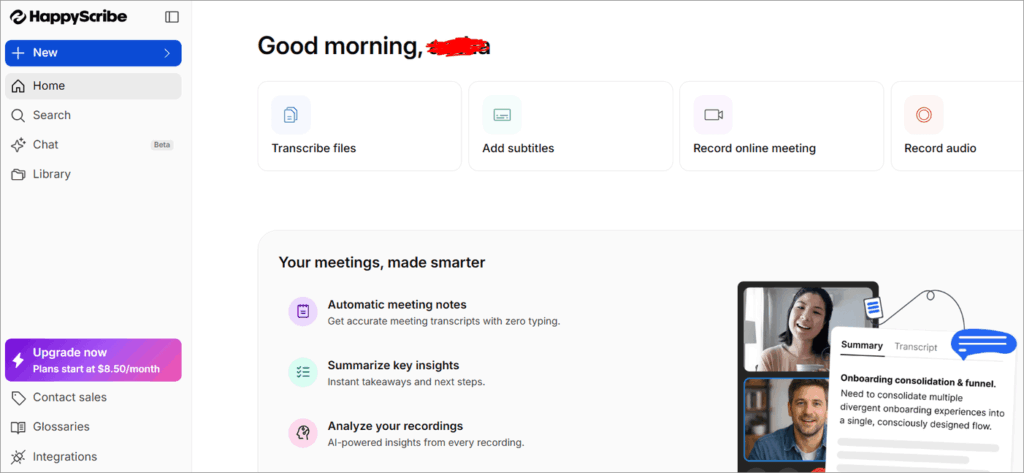 HappyScribe Dashboard