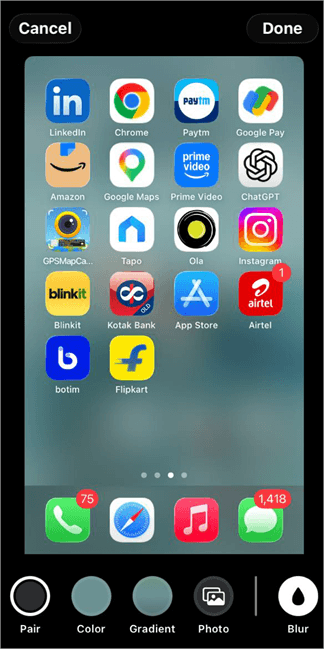 Home Screen wallpaper editting