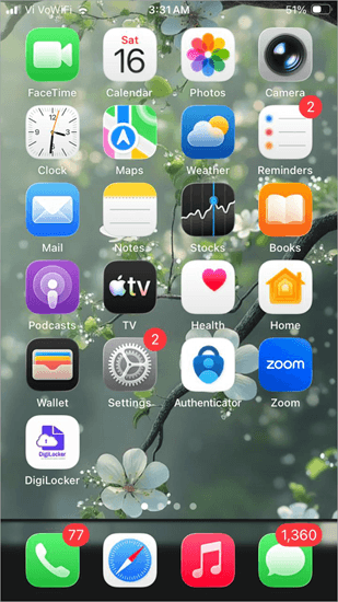 Home screen wallpaper example