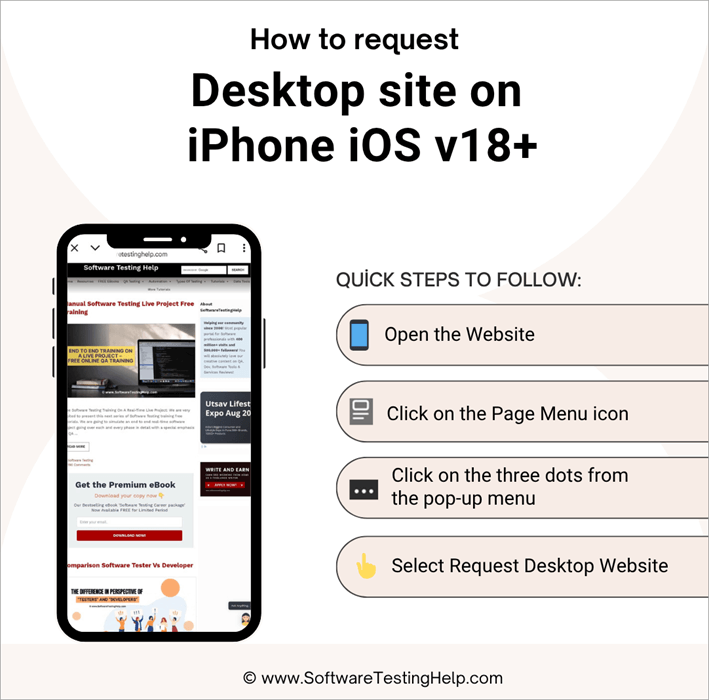 How to request desktop site on iPhone iOS v18+