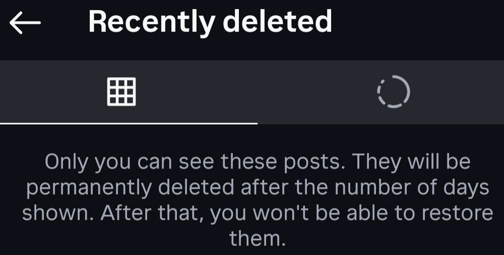 Instagram Recently deleted