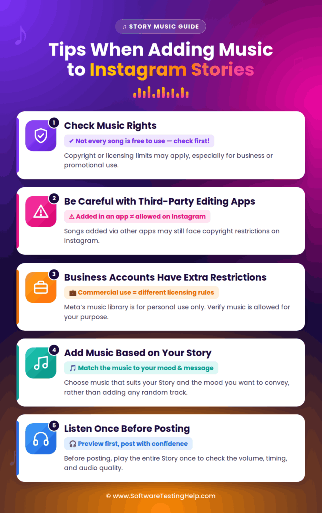 Instagram Stories Music Tips infographic