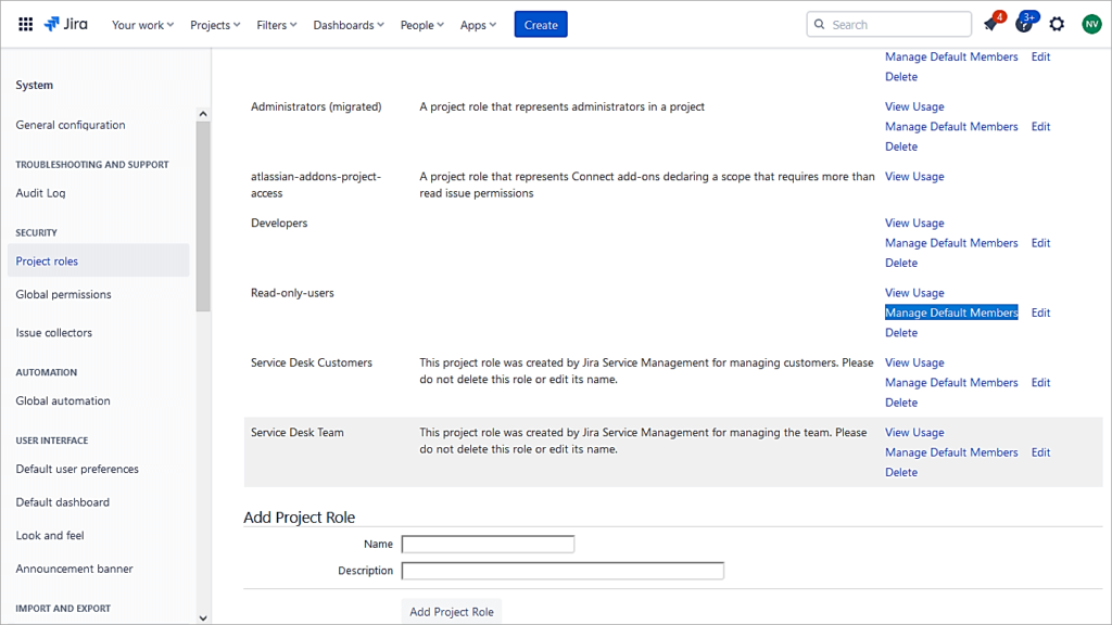 JIRA - Click-on-Manage-Default-Members