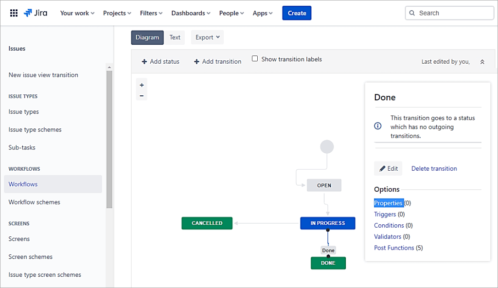 Done transition add the same property