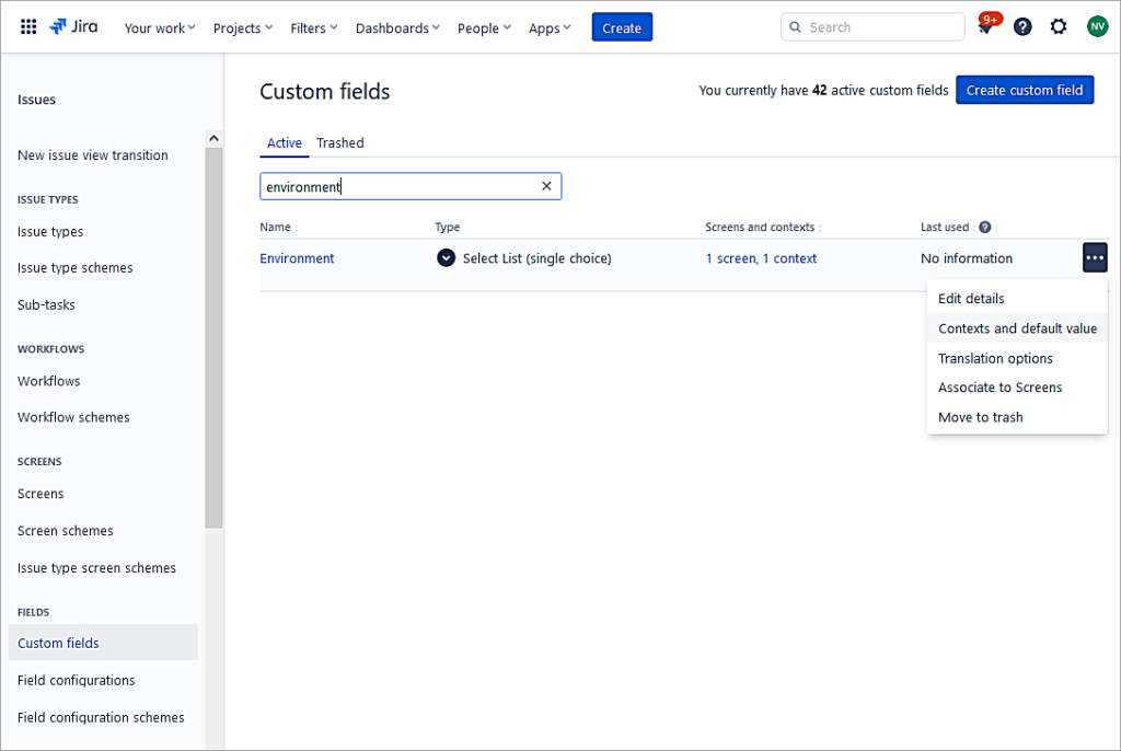 JIRA - Contexts and default value