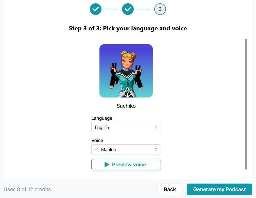 Select voice