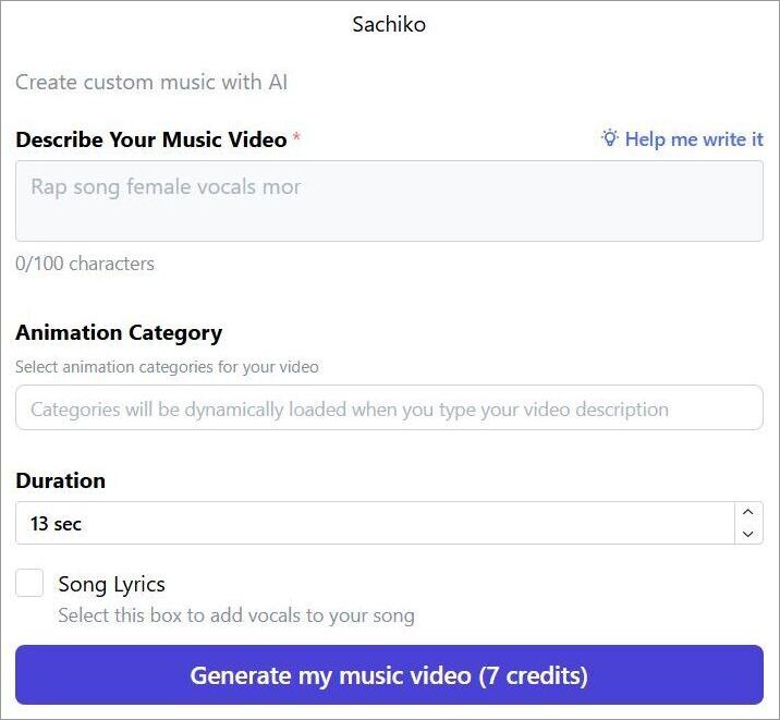Krikey Music Video Generation