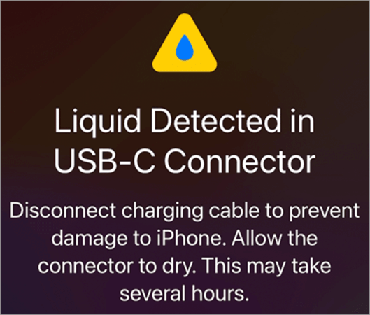 Liquid detected in USB connector