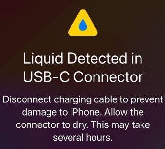 Liquid detected in the charging port