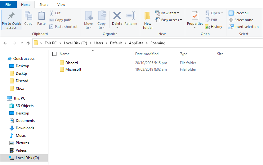 Locate Discord's folder