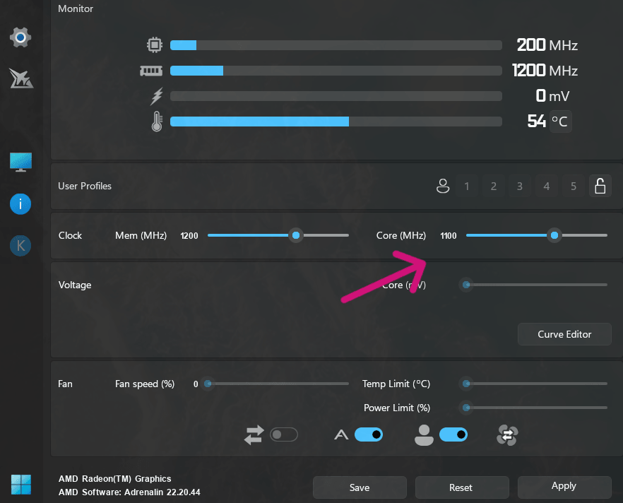 MSI Afterburner - increase the core clock speed