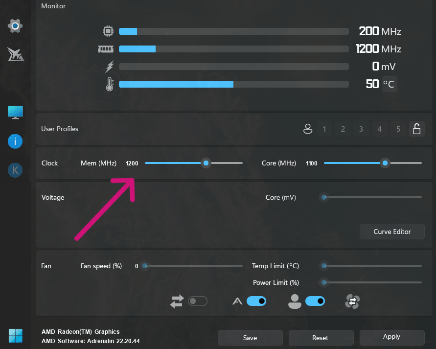 MSI Afterburner - overclock the core memory
