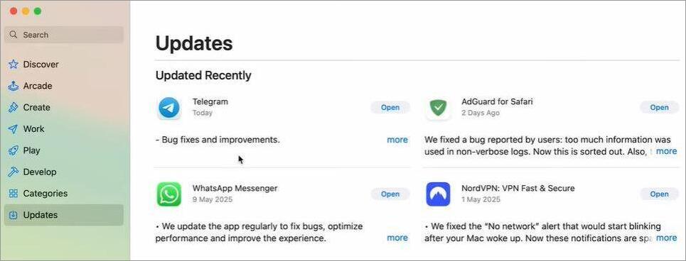 Mac Click on Updates