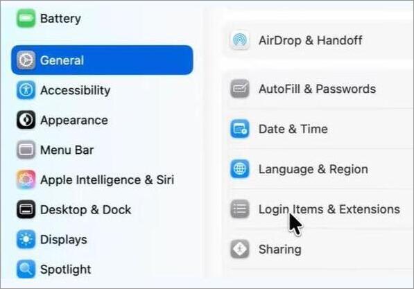 Mac Select System Settings - General