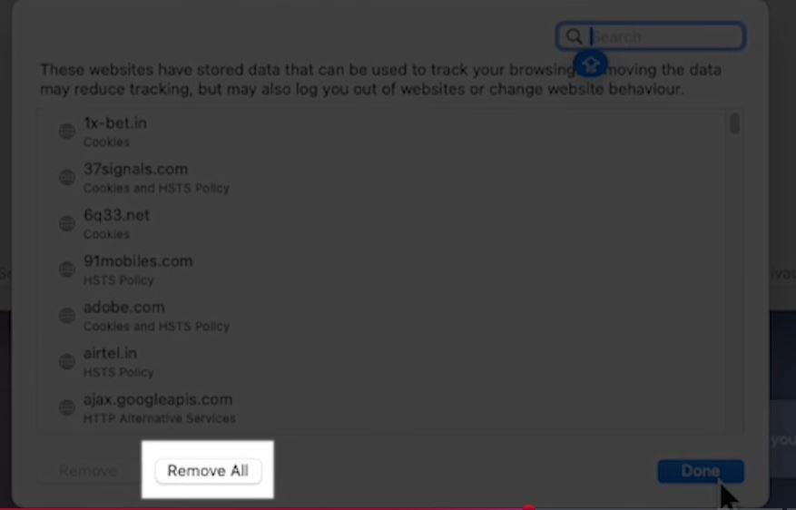 Manage Website Data