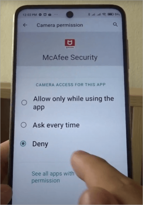 McAfee app permissions