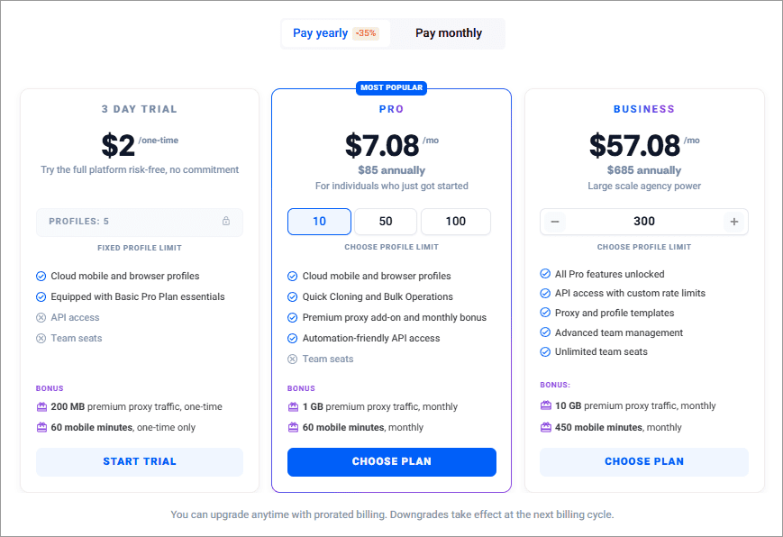 Multilogin pricing
